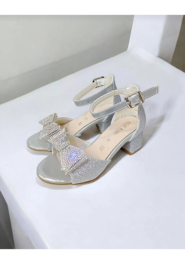 Stella Butik Işıklı Kız Çocuk Topuklu Ayakkabı Gri