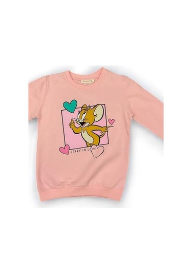 Kız Çoçuk Pamuklu Sweatshirt-15212 Pembe