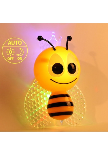 Led Gece Lambası Çocuk Bebek Odası Işık Sensörlü Arı Figür