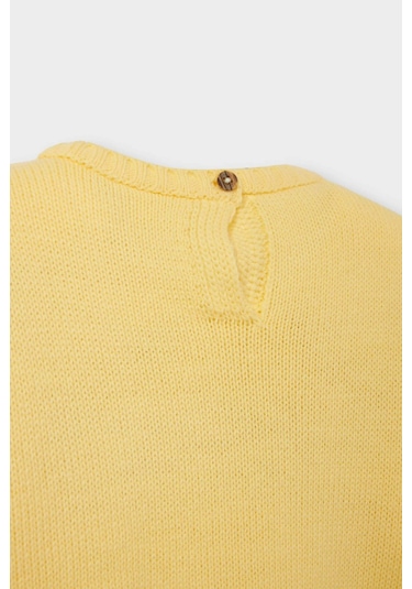 Defacto Kız Bebek Bisiklet Yaka Çiçekli Kazak C8089a525auyl295 Sarı