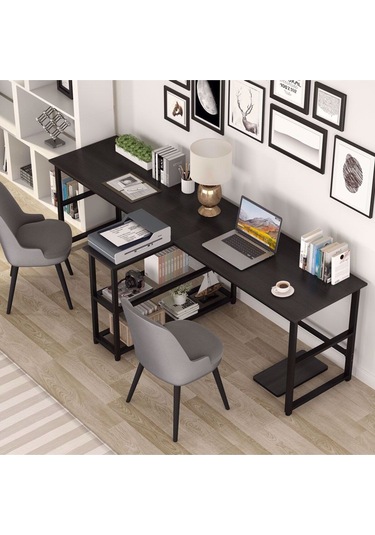 240 Cm Bilgisayar Masası, Ekstra Uzun İki Kişilik Masa, Oyun Masa 500-s Siyah