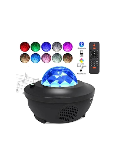 Triline Led Yıldız Bluetooth Usb Projektör Okyanus Dalgası Gece L