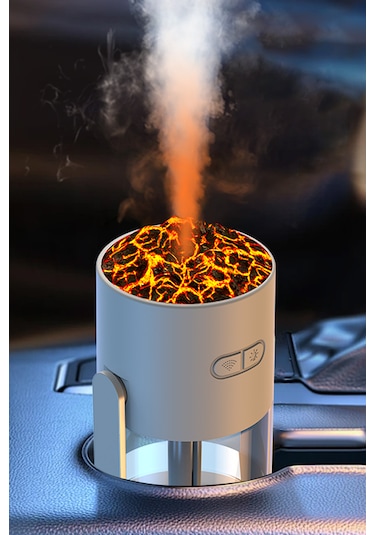 Volkanik Ultrasonik Hava Nemlendirici Led Işıklı Buhar Makinası Araç - Ev Aroma Difüzörü 280ml