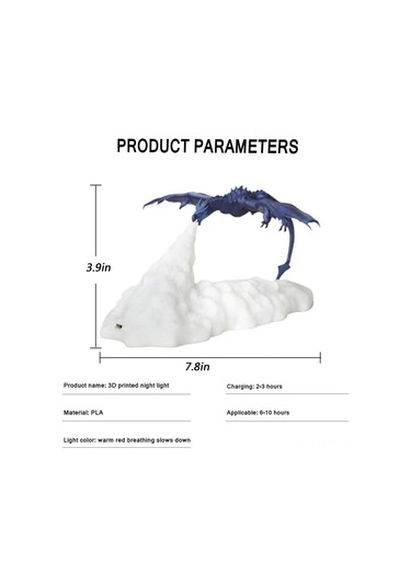 Qingmipy 3d Baskılı Usb Şarjlı Led Gece Lambası - Çocuklar İçin Buz Ejderha Tasarımı, Çevre Dostu Pla Malzeme Çok Renkli