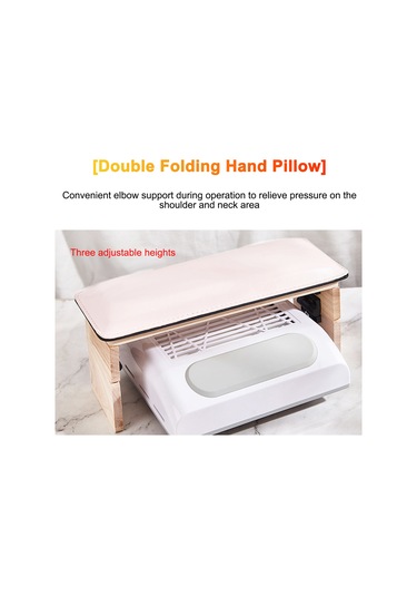 Yifomall Deri Masa Üstü Manikür Yastığı, Katlanabilir, 3 Seviyeli Ahşap Tasarım, Beyaz Renk