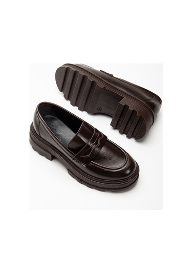 746-759 Kahve Yanki Yüksek Tabanlı Loafer Ayakkabı Açık Kahverengi