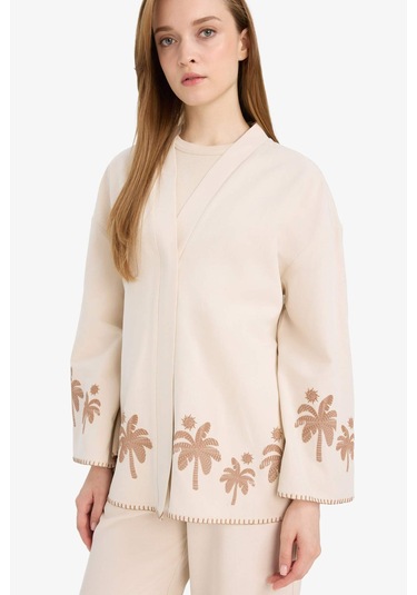Defacto Relax Fit Baskılı Keten Karışımlı Uzun Kollu Kimono F1406ax25smer42 Ekru Defacto Relax Fit Baskılı Keten Karışımlı Uzun Kollu Kimono F1406ax25smer42 Ekru