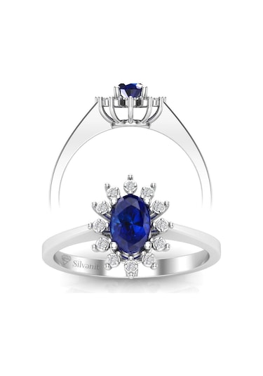 0,60 Karat Pırlantalı Safir Yüzük (464656383)
