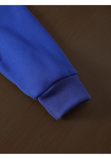 Kışlık Kapüşonlu Sweatshirt, Çocuk New York Manhattan Baskılı Mavi