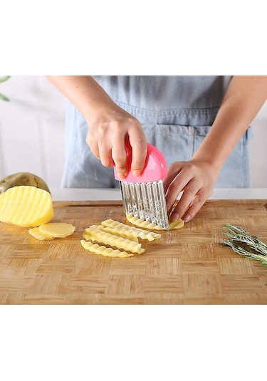 Paslanmaz Çelik Patates Dilimleyici, Meyve Ve Sebzeler İçin Uygun, 4 Adet, Çok Renkli Diğer