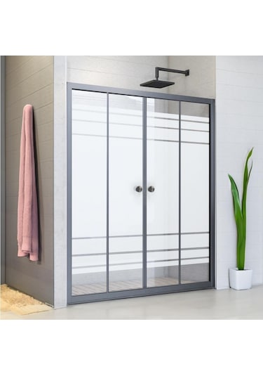 Durul Duşakabin Ön Cephe Siyah Profil Desenli Siyah