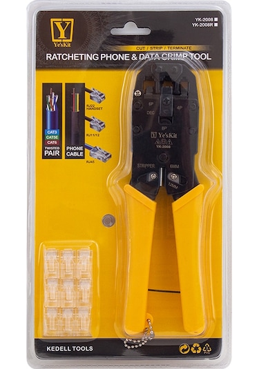 Ayt Powermaster Yk-2008 Rj11 Rj12 Rj22 Rj45 Sıkma Pensesi Ethernet Telefon İnternet Soket Jack Sıkma Takma Pensesi