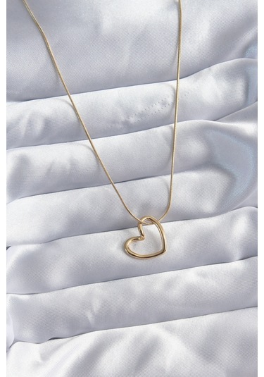 316l Çelik Zincir Gold Renk Kalp Model Kadın Kolye