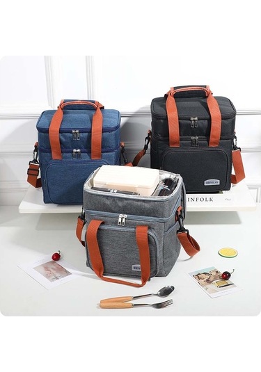 Dinosaurs Life Çift Katmanlı Dış Mekan Öğle Yemeği Çantası Gıda Yalıtım Çantası Piknik Postacı Çantası Altın