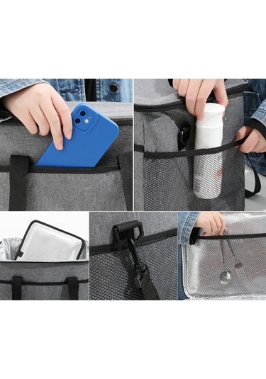 Soğutucu Çanta, 27x 25x 19 Cm Buz Torbası, Katlanabilir Piknik Çantası, Yalıtımlı Çanta, Öğle Yemeği Çantası, Açık Hava, Seyahat, Kamp İçin Siyah Çok Renkli