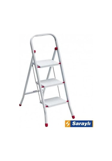 Saraylı Pratik Metal Merdiven Beyaz 3 Basamaklı