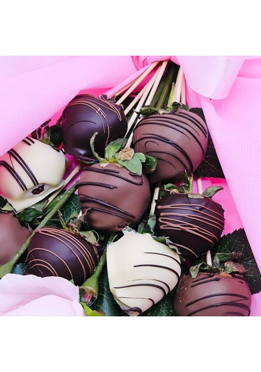 Nin Chocolate Sevgiliye Pembe Çiçek Çikolata Demeti