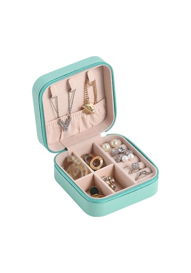 Soulader Taşınabilir Mücevher Organizatörü, Şık Ve Kullanışlı Takı Saklama Kutusu, Küçük Boy Çok Bölmeli Aksesuar Depolama Çantası Mavi