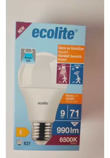 Ecolite Gece Gündüz Işık Ayarlı Sensörlü 9 Watt Led Ampul Beyaz