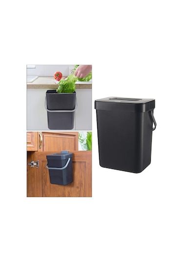 Suntek Magideal  Modern Atık Çöp Kutusu Duvara Monte Ofis Siyah-5l-orta Siyah