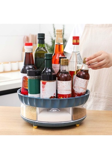 Suntek Lazy Susans 360 Rotasyonlu Şifonyer Kiler Dolabı Mavi Mavi