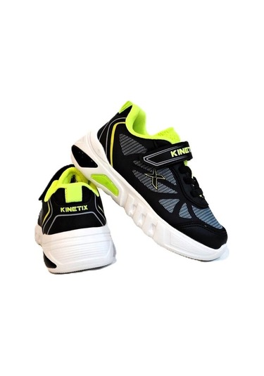 Kinetix Mags Siyah-gri Cırtlı Hafif Rahat Erkek Çocuk Spor Ayakkabı Siyah