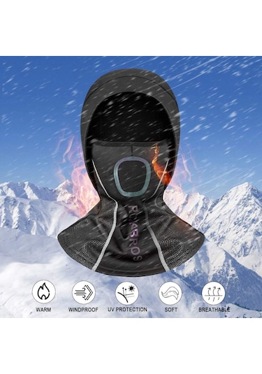 Rockbros Kış Kar Maskesi - Yüz Maskesi Nefes Alabili - Bisiklet, Siyah