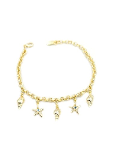 Deniz Kabuğu Charm Bileklik - Altın Çok Renkli