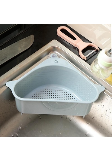Mavi Çok Fonksiyonlu Köşe Lavabo Drenaj Raf Raf Vantuz Lavabo Drenaj Sepeti Kase Sünger Tutucu Mutfak Banyo Depolama Organizatör