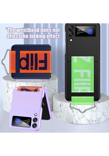 Samsung Galaxy Z Flip 3 Mavi İçin Standlı Silikon Kılıf Çok Renkli