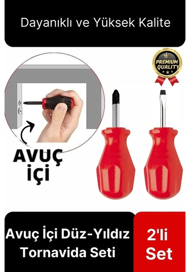 Özel Üretim Kaliteli Dayanıklı Ergonomik Tadilat Vidalama Avuç İçi Düz Yıldız 2'li Tornavida Seti