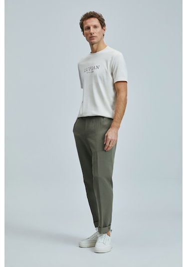 Lufian 111020238 Love Modern Grafik T- Shirt Erkek Tişort Ekru
