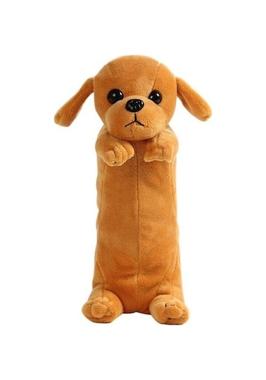 Şık Ve Kullanışlı Peluş Okul Kutusu - Kalemlik Ve Defter Kabı İçin Pratik Çözüm Kahverengi