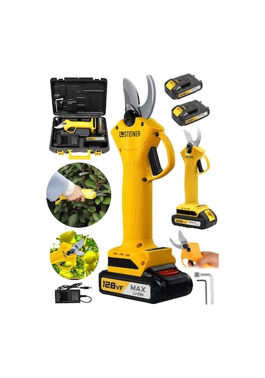 Steiner 128 Vf 10 Ah Çift Akülü Bağ Makası Dal Budama Makası Sarı