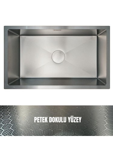 Gl General 40x60 Antrasit Petek Dokulu Çelik Mutfak Eviyesi 304 Paslanmaz Çelik 1mm Antrasit