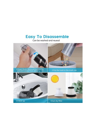 Amigaelegant Araba El Tipi Vakum 10000pa Emiş, Kablosuz Vakum Temizleyici