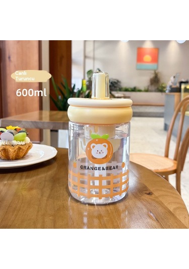 Çizgi Film Bulut Meyveli Plastik Bardak Turuncu