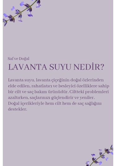 Pure Lavander Saf Lavanta Suyu Canlandırıcı Besleyici Bakım Toniğ