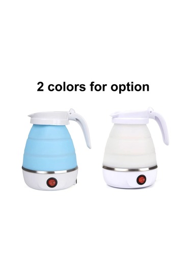 Hfambition Seyahat Ve Ev Kullanımı İçin Katlanabilir Silikon Su Isıtıcısı - Mavi, Eu Fişli Mavi