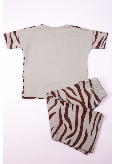 Kız Çocuk Kaprili Takım Zebra Baskılı A83 Açık Mavi