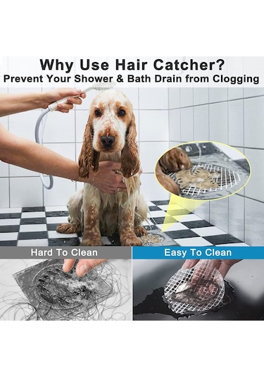 Maiyame Banyo, Mutfak Su Depolama Tıkanıklığını Önleyici Tek Kullandım Filtre Sticker - 50 Adet 9cm Saç Tutucu Beyaz