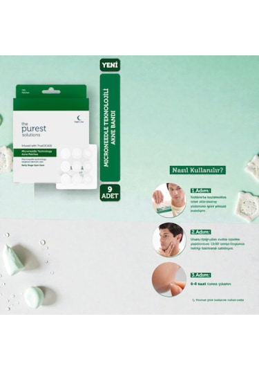 The Purest Solutions Microneedle Teknolojili Akne Bant, Akne Karşıtı Yama, Mikroiğneli Bant, 9'lu