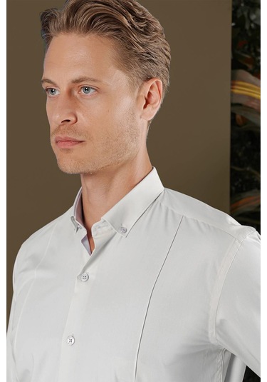 Gk 691 Slim Fit Mavi Klasik Gömlek Mavi