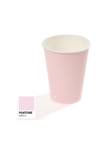 14 Oz Single Wall Baskılı Karton Bardak Pembe 50 Adet 50