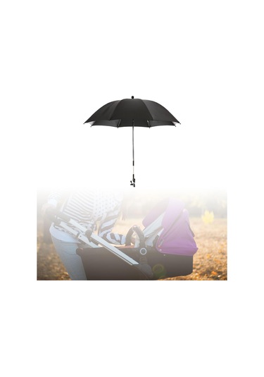 Suntek Bebek Arabası Şemsiyesi Kelepçeli Seyahat Yaz Açık Siyah Siyah