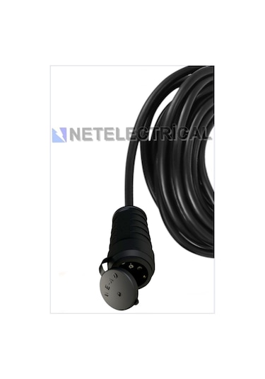 Kauçuk Tekli Topraklı Ara Uzatma Kablosu 18 Metre 3x2.5 Mm² Ttr Kalın Siyah Kablolu 18 Metre