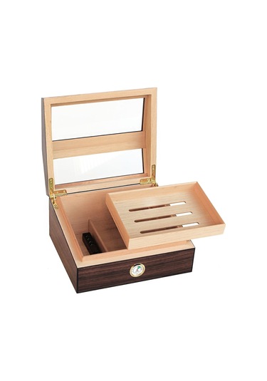 Falconetti İspanyol Sediri 2 Kat Camlı Kahverengi Humidor Puro Kutusu Ra93ak