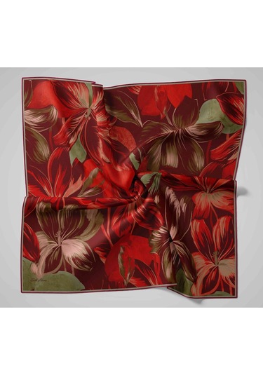 Silk Home Twill İpek Eşarp 11480-42 Mürdüm, Yeşil, Kırmızı, Pudra, Çağla