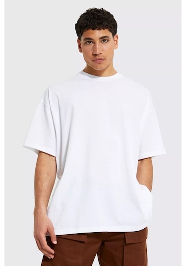 Gang Serıes Erkek Beyaz Oversize Street Graffiti Baskılı T-shirt Beyaz