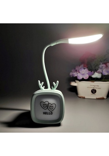 Tv Tasarımlı Kademeli Şarjlı Masa Lambası Led Gece Lamba Turkuaz